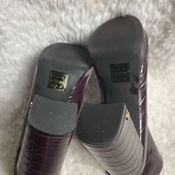 Rachel Zoe  Maya Deep Mahogany Croc-Embossed Faux leather Platform Boots lSZ8.5 - Picture 8 of 10